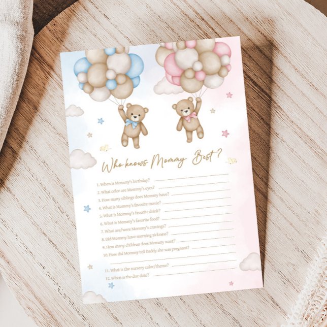 He or She Bear Gender Reveal Who knows Game (Bear Balloon He or She Gender Reveal Game)