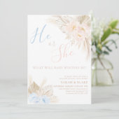 He Or She Boho Pink Blue Gender Reveal Kaart (Staand voorkant)