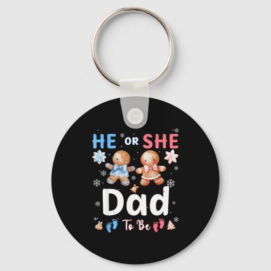 He Or She Dad To Be Christmas Gingerbread Gender R Sleutelhanger (Voorkant)