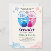 He or She Gender Reveal Invitation (Devant)