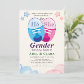 He or She Gender Reveal Invitation (Debout devant)