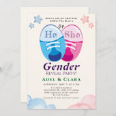 He or She Gender Reveal Invitation (Devant / Derrière)