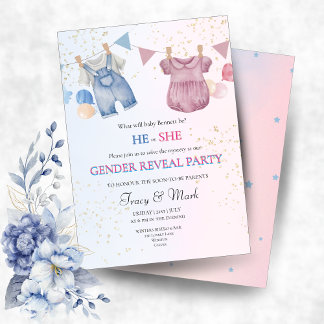 He or She Gender Reveal Party Invitation