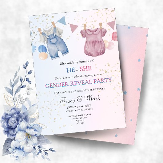 He or She Gender Reveal Party Invitation