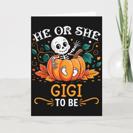 He Or She Gigi To Be Halloween Skeleton Baby Revea Kaart (Voorkant)