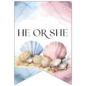 He or She We Shell Sea Coastal Gender Reveal Vlaggetjes (Eerste vlag)