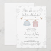 He or She What Will Baby Be Invitation Kaart (Voorkant / Achterkant)