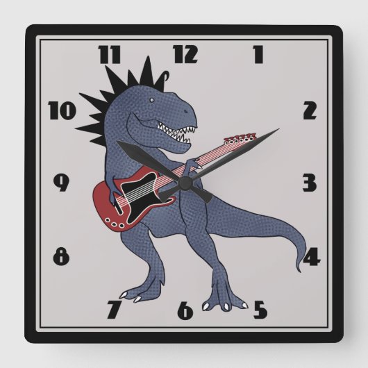He-Rex Guitar Wall Clock Vierkante Klok (Voorkant)