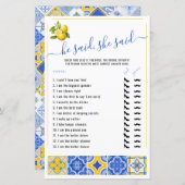 He Said She Said Blue Tiles Bridal Shower Game (Voorkant / Achterkant)