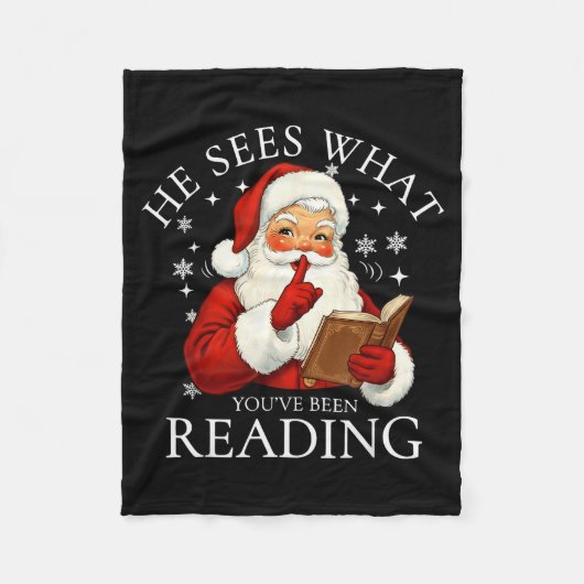 He Sees What You've Been Reading Funny Bookish Chr Fleece Deken (Voorkant)