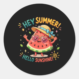 Hé Zomer Hallo Zonneschijn Watermeloen Ronde Sticker