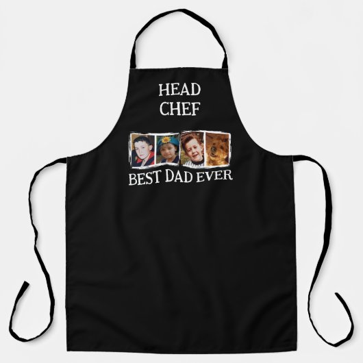 Head Chef Best Dad Ever 4 photo white black Schort (Voorkant)