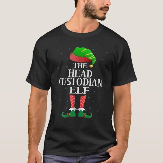 Head Custodian Elf Funny Matching Pajama Group Chr T-shirt (Voorkant)