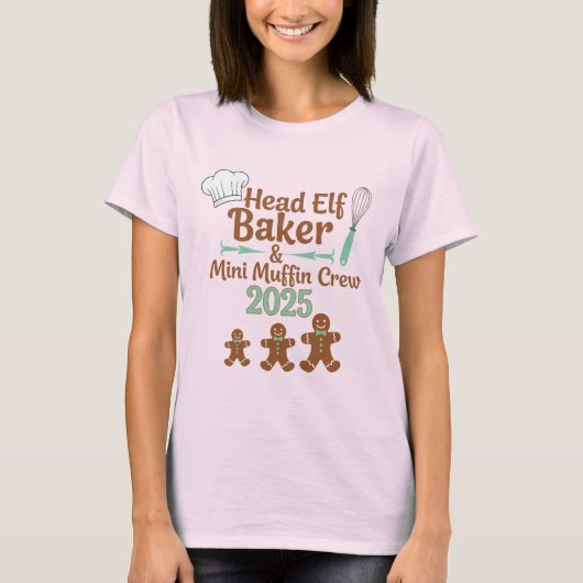 Head Elf Baker & Mini Muffin Crew 2025 T-shirt (Voorkant)