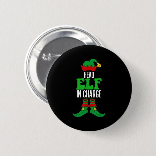 Head Elf In Charge Ronde Button 5,7 Cm (Voorkant /achterkant)
