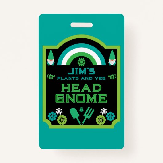 Head Garden Gnome Gardener Badge (Voorkant)