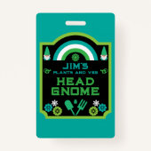 Head Garden Gnome Gardener Badge (Achterkant)