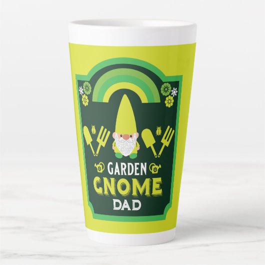 Head Garden Gnome Gardener Latte Mok (Voorkant)