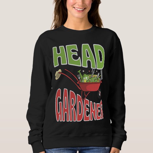 Head Gardener Cute Summer Wheelbarrow Vegetable Ga Trui (Voorkant)
