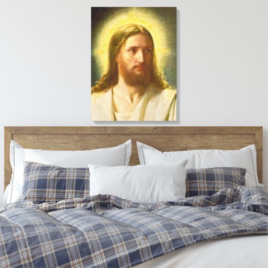 Head of Christ by Carl Heinrich Bloch Canvas Afdruk (Insitu (Slaapkamer))
