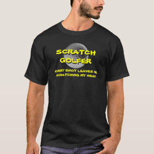 Head Scratch Golfer Yellow op zwart T-shirt