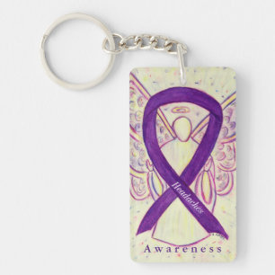 Headaches Angel Paarse Awareness Ribbon Sleutelhan Sleutelhanger