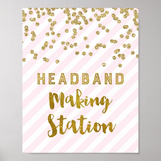 Headband Making Station Onderteken Roze Gold Confe Poster (Voorkant)