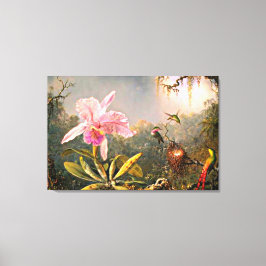 Heade - Cattleya Orchid en Drie Hummingvogels Canvas Afdruk