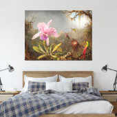 HEADE Cattleya Orchidee en drie kolibries (1871) Canvas Afdruk (Insitu (Slaapkamer))