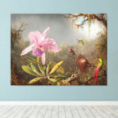 HEADE Cattleya Orchidee en drie kolibries (1871) Canvas Afdruk (Insitu (Houten vloer))