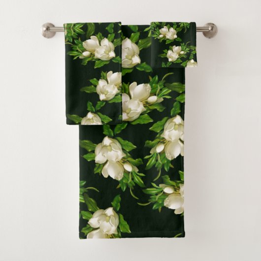 Heade Magnolia Flower Blossom Bath Towel Set Bad Handdoek (Insitu)