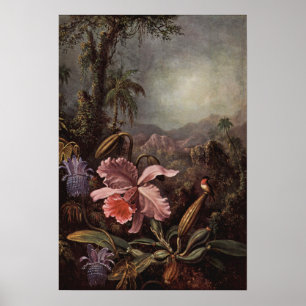 Heade - Orchid and Hummingbird 1880 Poster