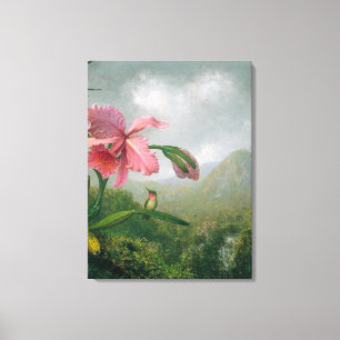 HEADE Orchidee en kolibrie bij een waterval 1902 Canvas Afdruk