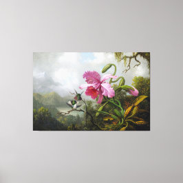 HEADE Orchidee en kolibries in de buurt van een be Canvas Afdruk