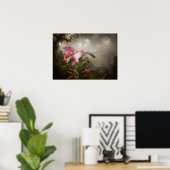 Heade - orchidee en levende vogel poster (Thuiskantoor)