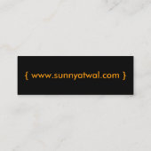 header, { Sunny Atwal }, Games Programmer, info... Mini Visitekaartje (Achterkant)