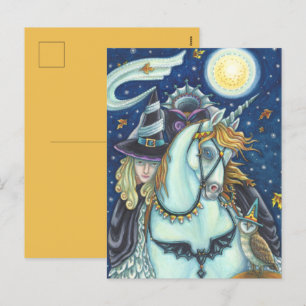 HEADLESS HORSEMAN GOTHIC WITCH, UNICORN & OWL Blan Feestdagenkaart