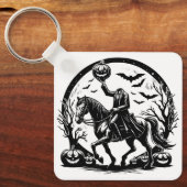 Headless Horseman Halloween Circle Design Sleutelhanger (Voorkant)