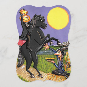 Headless Horseman Ichabod Crane Invitation Bracket Kaart