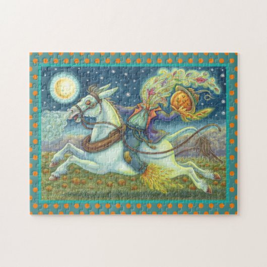HEADLESS HORSEMAN SCARECROW ON WHITE MULE PUZZLE (Horizontal)