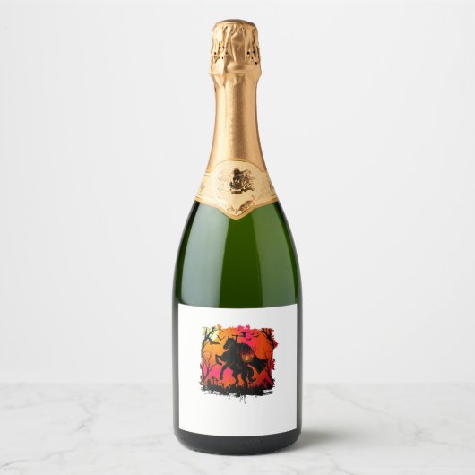 Headless Horseman Shirt Urban Legend Halloween Pum Sparkling Wijnetiket (Voorkant)