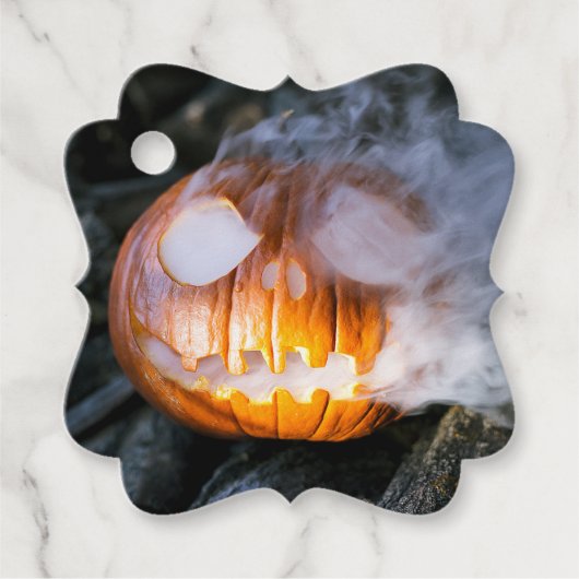 Headless Horseman's Jack-o-Lantern Head a Flame Bedankjes Labels (Voorkant)