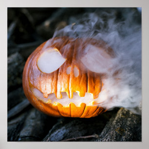 Headless Horseman's Jack-o-Lantern Head a Flame Poster