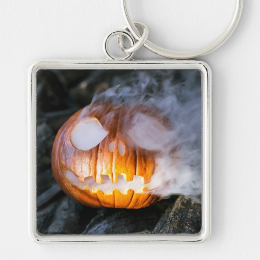 Headless Horseman's Jack-o-Lantern Head a Flame Sleutelhanger (Voorkant)
