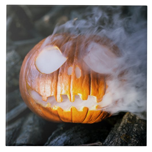 Headless Horseman's Jack-o-Lantern Head a Flame Tegeltje (Voorkant)