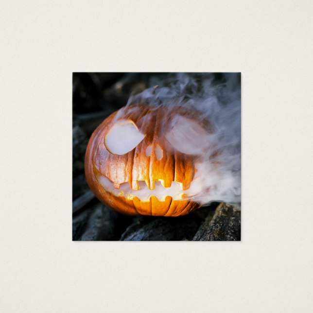Headless Horseman's Jack-o-Lantern Head a Flame Vierkante Visitekaartjes (Voorkant)
