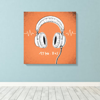 Headphones 1970–80s  canvas afdruk