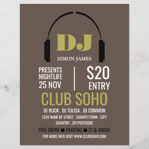 Headphones Logo, DJ, Club Event Adverteren Flyer