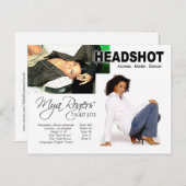 Headshot voor model | Actor Briefkaart (Voorkant / Achterkant)