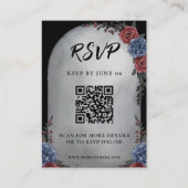 Headstone Floral Gothic Wedding QR Code RSVP Informatiekaartje (Voorkant)